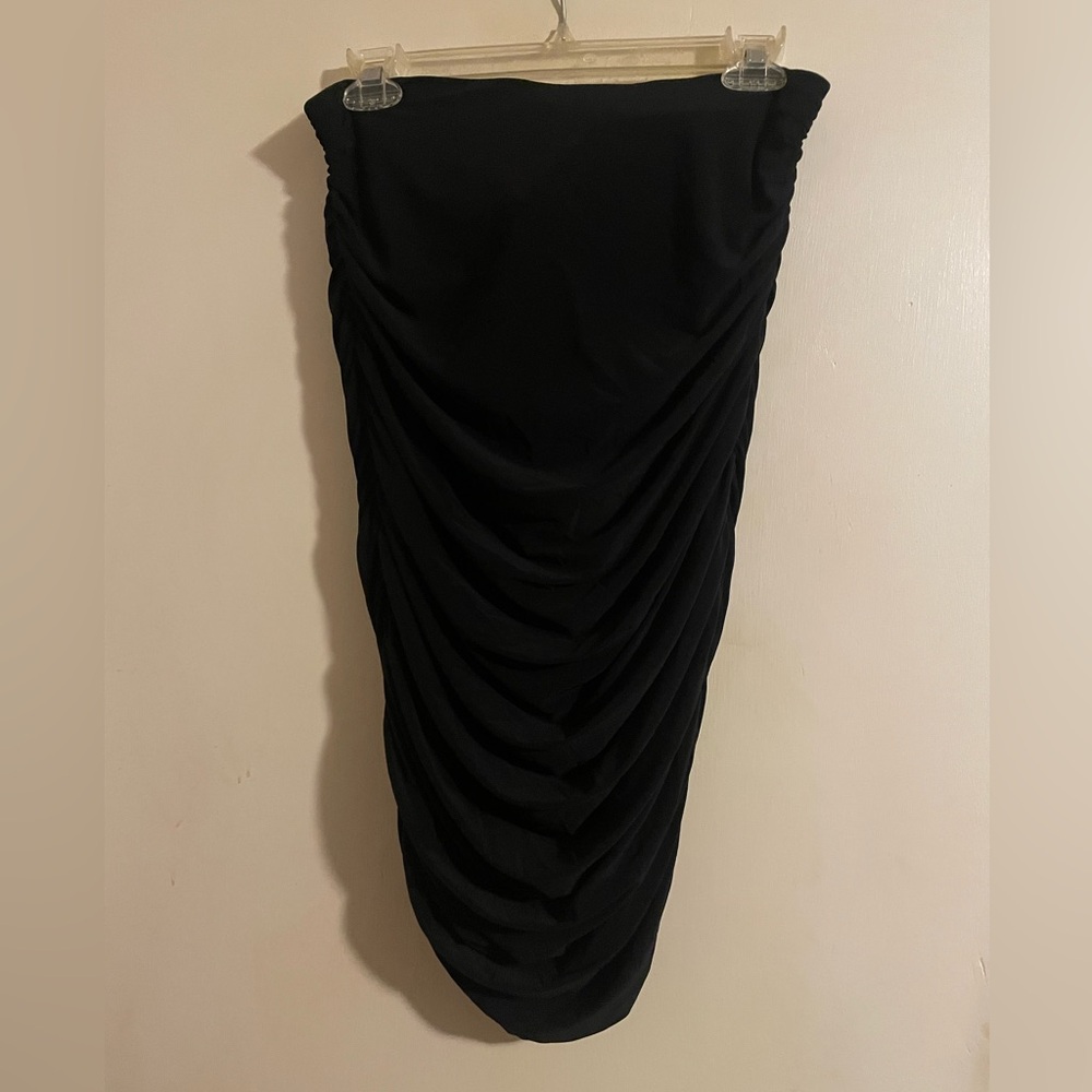 Express Black Ruched Midi Skirt